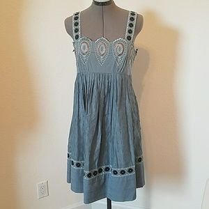 BCBG RUNWAY Slate Blue Embroidered Dress Small